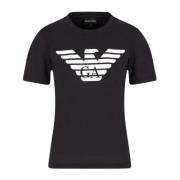 Emporio Armani Örn Logo Print Ekologisk Bomull T-shirt Black, Dam