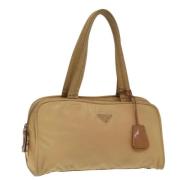 Prada Vintage Pre-owned Nylon handvskor Beige, Dam