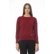 Baldinini Långärmad Crewneck Monogram Tröja Red, Dam