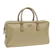 Prada Vintage Pre-owned Nylon handvskor Beige, Dam