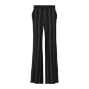 Msgm Svarta Wide-Leg Ullbyxor Black, Dam