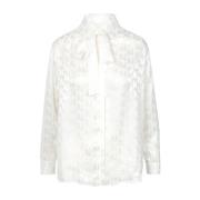 Msgm TheMwave Jacquard Satin Skjorta Vit White, Dam