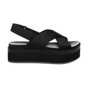 Calvin Klein Svart Flatform Sling Sandal Black, Dam