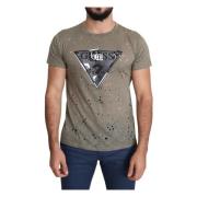 Guess Brun Bomull Stretch T-shirt Brown, Herr