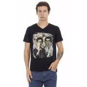 Trussardi Elegant V-ringad T-shirt med Frontprint Black, Herr