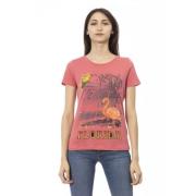 Trussardi Elegant rosa tryck T-shirt fr sommaren Pink, Dam