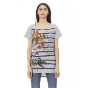 Trussardi Chic Grå Rund Hals Tee med Unik Print Gray, Dam