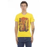 Trussardi Kortärmad V-ringad T-shirt - Framtryck Yellow, Herr