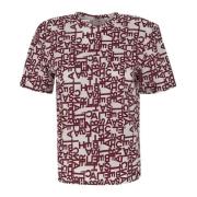 Elisabetta Franchi Burgundy Monogram Bomull T-shirt Red, Dam