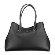 Tommy Hilfiger Black Polyester Handbag Black, Dam