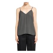 TotêMe Satin V-Neck Crepe Top Gray, Dam