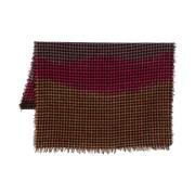 Faliero Sarti Stickad Houndstooth Scarf med Fransad Kant Multicolor, D...