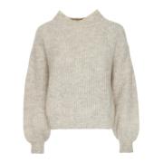 American Vintage Mysig Stickad Tröja med Oversized Passform Gray, Dam