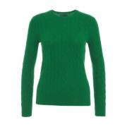 Polo Ralph Lauren Kabelstickad Crew Neck Tröja Green, Dam