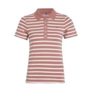 Tommy Hilfiger Randig Slim Polo för Kvinnor Pink, Dam