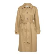 Kaffe Klassisk Trench Coat Jacka Petrified Oak Beige, Dam