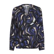 Kaffe Abstrakt Grafisk Blus Top Multicolor, Dam