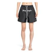 Palm Angels Logo Badshorts Svart Elastisk Midja Black, Herr