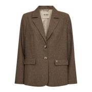 MOS MOSH Oversized Blazer med Klassisk Krage Brown, Dam