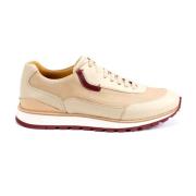 Testoni Nubuk Kalv Hjort Sneaker Modern Stil Beige, Herr