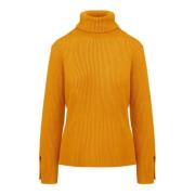 BomBoogie Räfflad Ull Turtleneck Vinter Essential Yellow, Dam