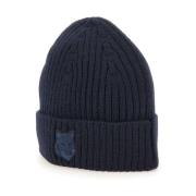 Maison Kitsuné Midnight Blue Wool Cap with Fox Logo Blue, Herr