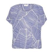 Kaffe Tryckt Topp & T-shirt Indigo Blue/Turtledove Leaf Blue, Dam