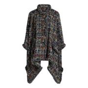 Etro MultiColour Ullblandning Bouclé Cape med Pegaso Knappar Multicolo...