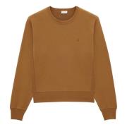 Saint Laurent Broderad Logo Crew Neck Sweater Brown, Herr