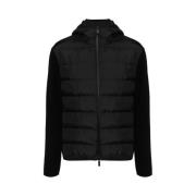 Moncler Quiltad Stickad Huva Jacka Black, Herr