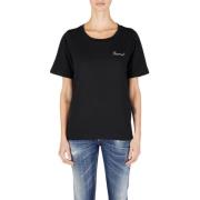 Dsquared2 Rhinestone Logo Bomull T-shirt Black, Dam