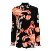 Etro Blommig Silkeskjorta Svart Multicolor, Dam