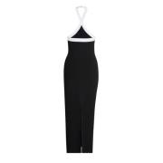 Roland Mouret Elegant Halterneck Midi Klänning Black, Dam