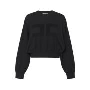 Elisabetta Franchi Stilfull Sweatshirt för Kvinnor Black, Dam