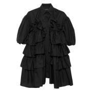 Simone Rocha Svart Petal Sleeve Frill Skjorta Black, Dam