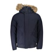 Woolrich Blå Huva Jacka med Avtagbar Päls Blue, Herr