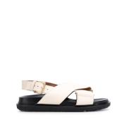 Marni Korsad Läder Sandal Beige Beige, Dam