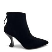 Jeannot Suede Zip Back Leather Effect Heels Black, Dam