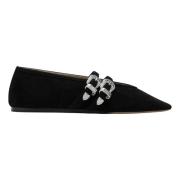 Le Monde Beryl Spetsig Tå Ballerina Flats Black, Dam