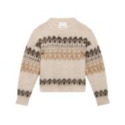 Isabel Marant Étoile Mohair Pullover Arty Mönster Rund Hals Beige, Dam