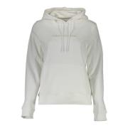 Calvin Klein Hoodie Vit Långärmad Central Ficka White, Dam