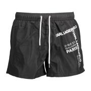 Karl Lagerfeld Herr Badkläder Shorts Svart Tryck Black, Herr