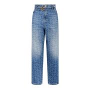 Pinko Logo Jeans med Avtagbart Bälte Blue, Dam