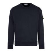 Stone Island Logo Crewneck Sweatshirt Fw24 Blue, Herr