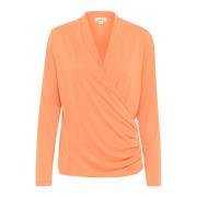 Soaked in Luxury Wrap Blus med Draperade Effekter Orange, Dam