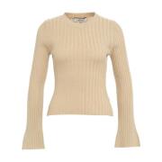 Akep Guld Stickat Aw24 Handtvätt Beige, Dam