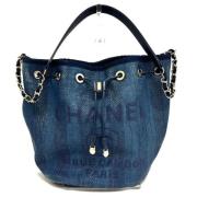 Chanel Vintage Pre-owned Tyg chanel-vskor Blue, Dam