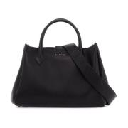 Lanvin Octave Handväska med Gyllene Logotyp Black, Dam