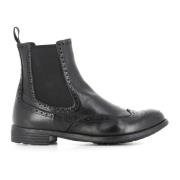 Officine Creative Svarta Läder Brogue Chelsea Skor Black, Dam