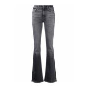 7 For All Mankind Grå Bootcut Slim Jeans Framknapp Gray, Dam